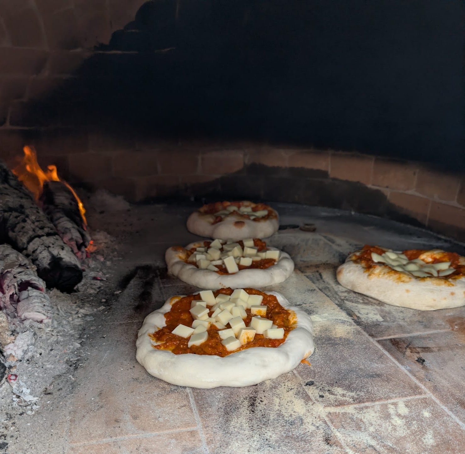 Pizza en el horno de leña de Villa Paula, Valencia